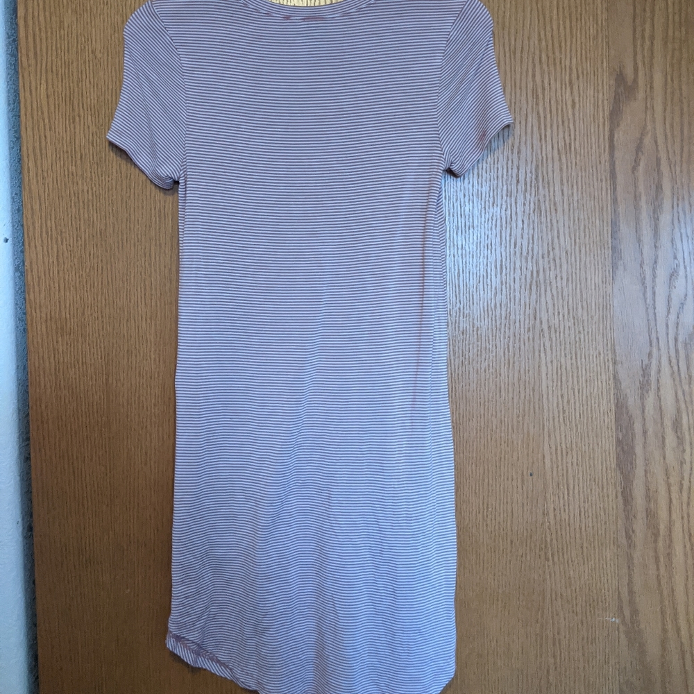 Striped pink t-shirt dress
